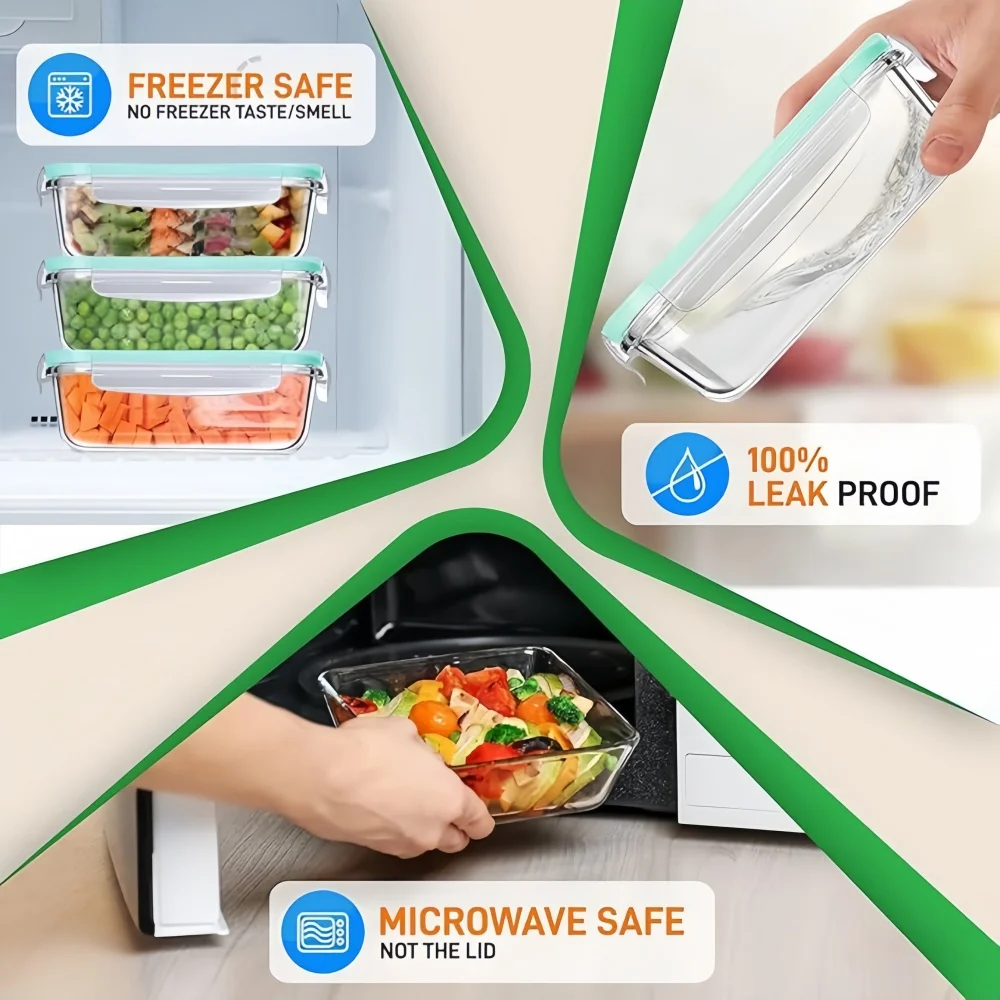 BPA-Free Glass Lunch Box Recta - Meal Prep Burrito 评论和价格