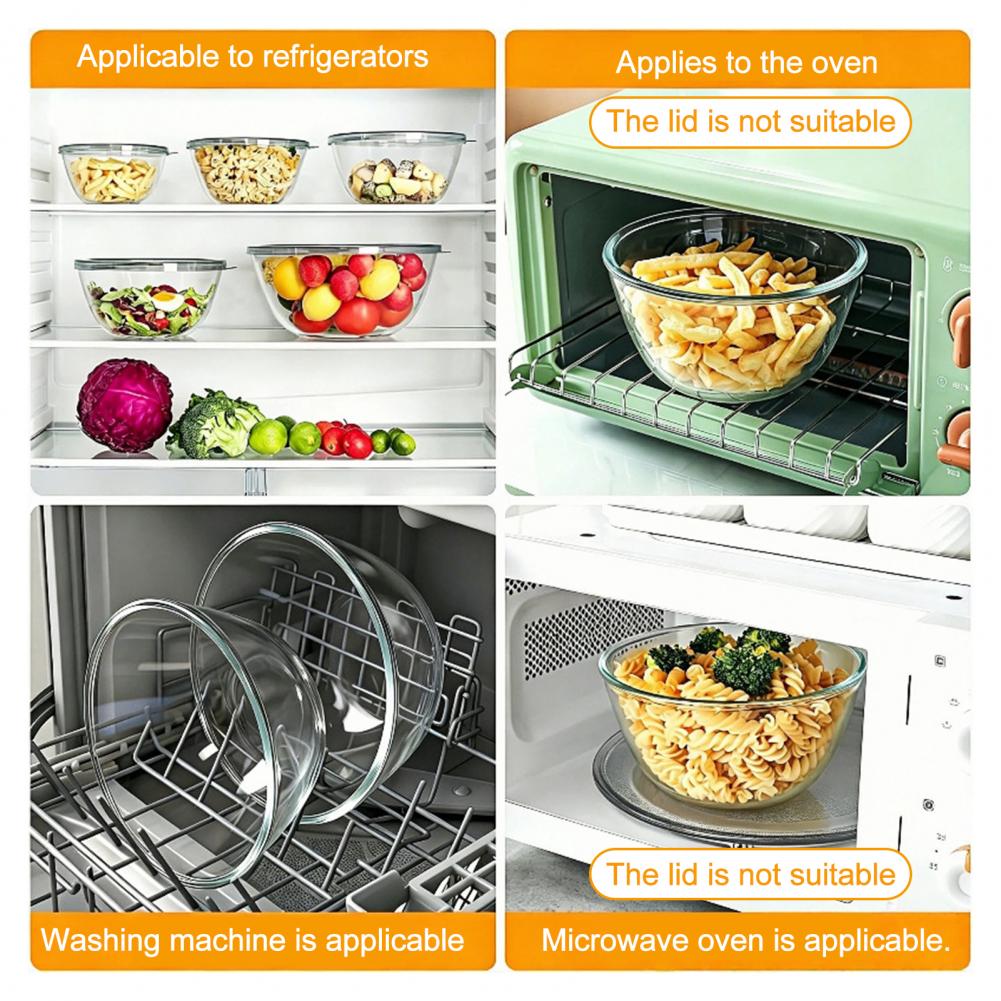Party Bowl with Lid Glass Mixi - Meal Prep Oven Safe Containers 评论和价格