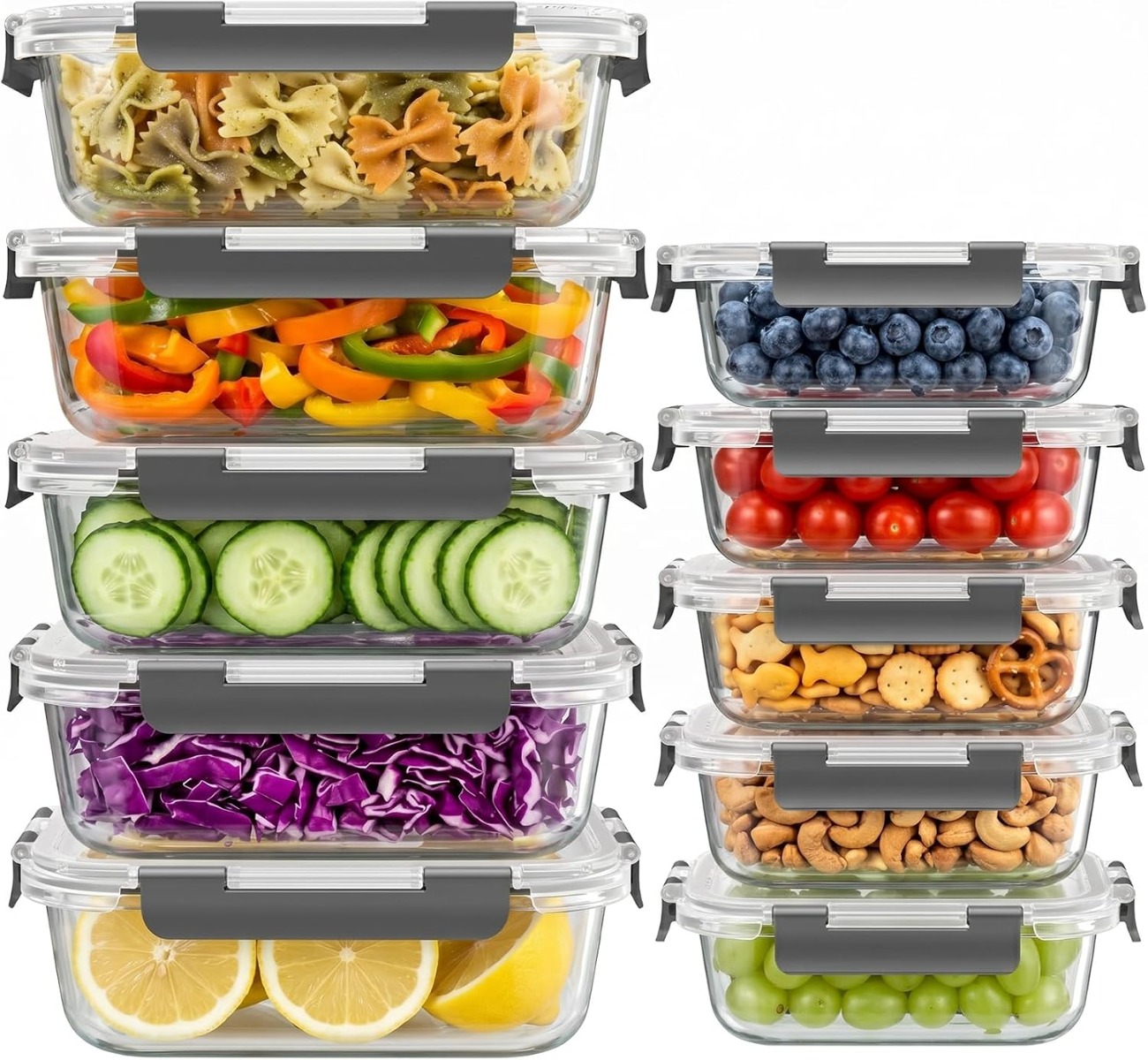 10 Sets Glass Food Storage Con - Meal Prep Oven Safe Containers 评论和价格