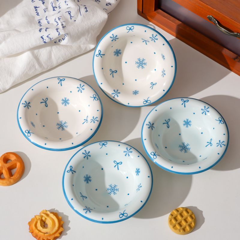 4Pcs Snowflake Ceramics Sauce  - Sauce Dipping Cup 评论和价格