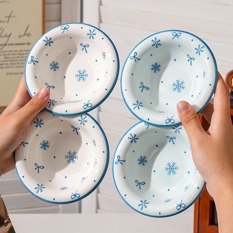 4Pcs Snowflake Ceramics Sauce  - Sauce Dipping Cup 评论和价格