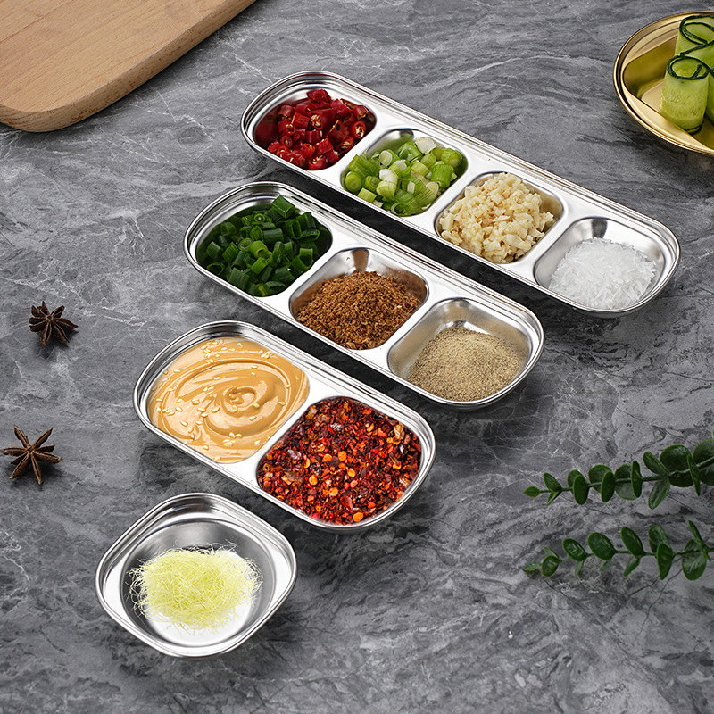 Stainless Steel Divided Dip Bo - Sauce Dipping Cup 评论和价格